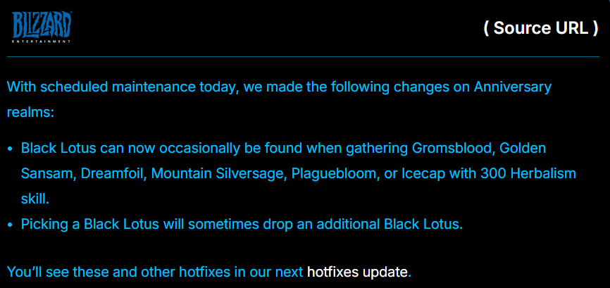 魔兽怀旧服：黑莲花掉率翻3倍，纪念服合剂价格腰斩